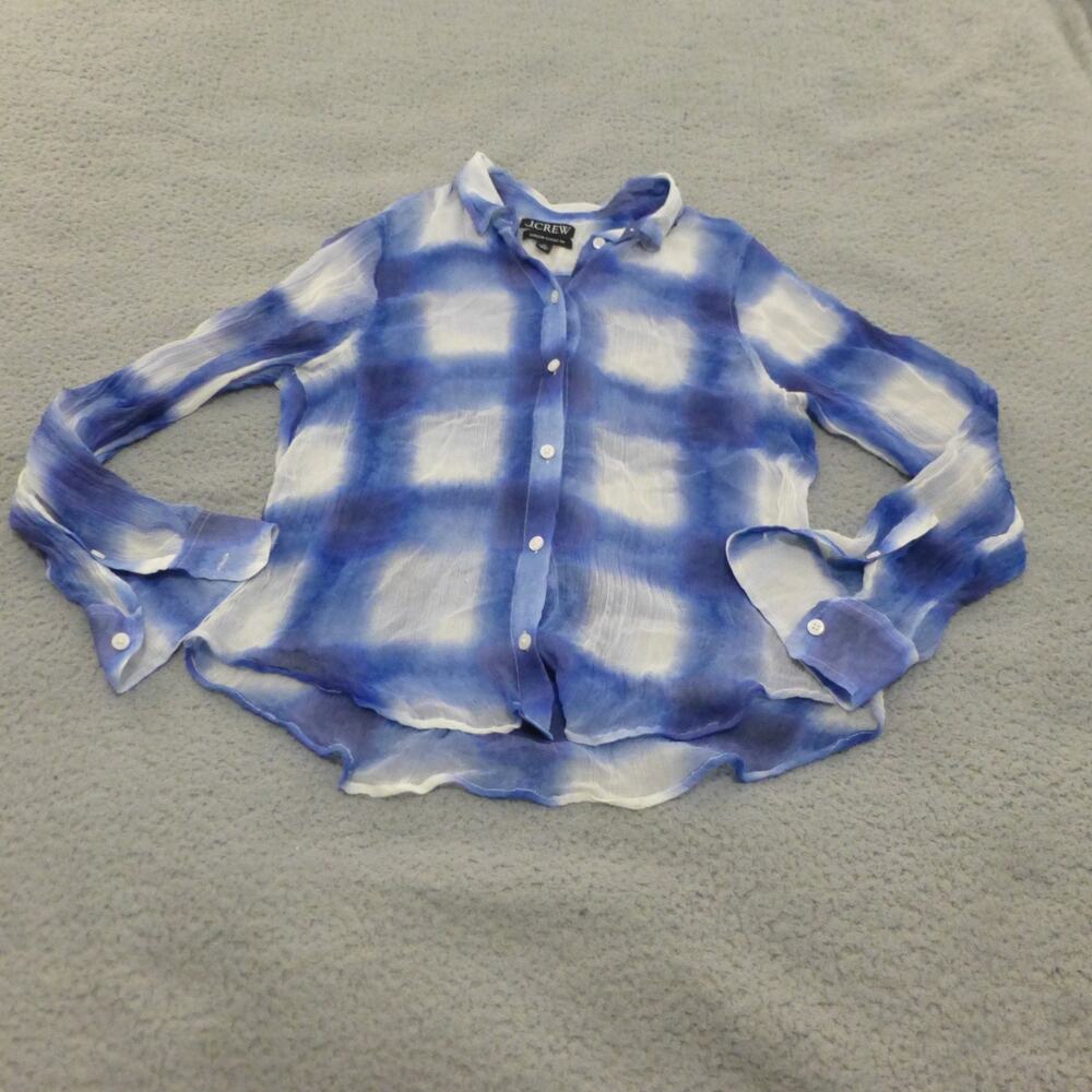 J Crew Shirt Womens 10 Garcon Classic Fit Button Up Seer Blue Long Sleeve - Picture 1 of 8